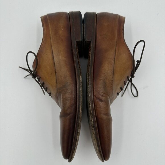 Magnanni Cognac Brown Leather Dress Shoes Men’s Size 9.5 Oxford Brogues - Picture 7 of 10